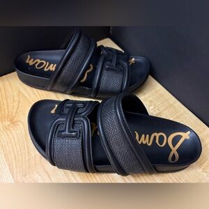 Sam Edelman Black Slide Sandals  6 with Logo-Embossed Footbed Rowan comfortable